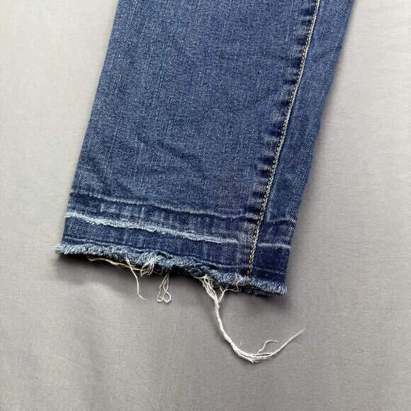 Mother Maternity Jegging Jeans Women's Blue Faded Whiskers Raw Hem Front Pocket - Picture 9 of 16